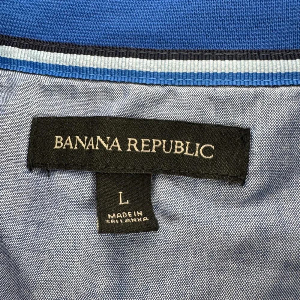 Banana Republic Sweater Mens Large Blue 1/4 Zip Mock Neck Pullover Knit Preppy